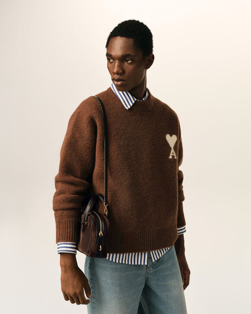 Petit sac bowling Georges marron en cuir de veau - Homme - 2 - AMI Paris - Ami Paris