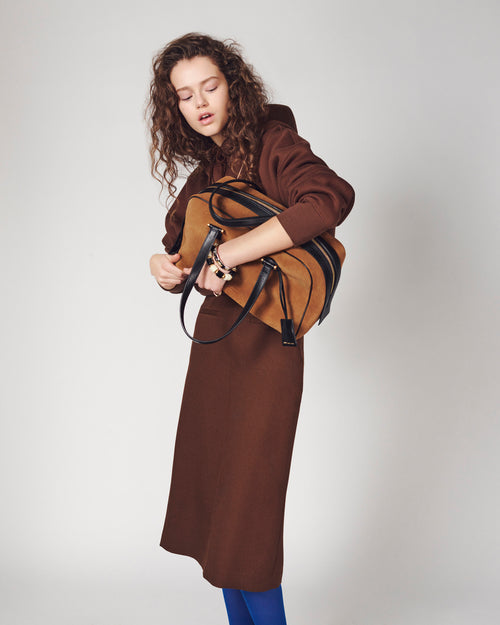 Bolso bowling Georges de cuero de becerro marrón - Mujer - 15 - AMI Paris - Ami Paris