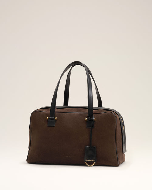 Sac bowling Georges marron en cuir de veau - Femme - 9 - AMI Paris - Ami Paris