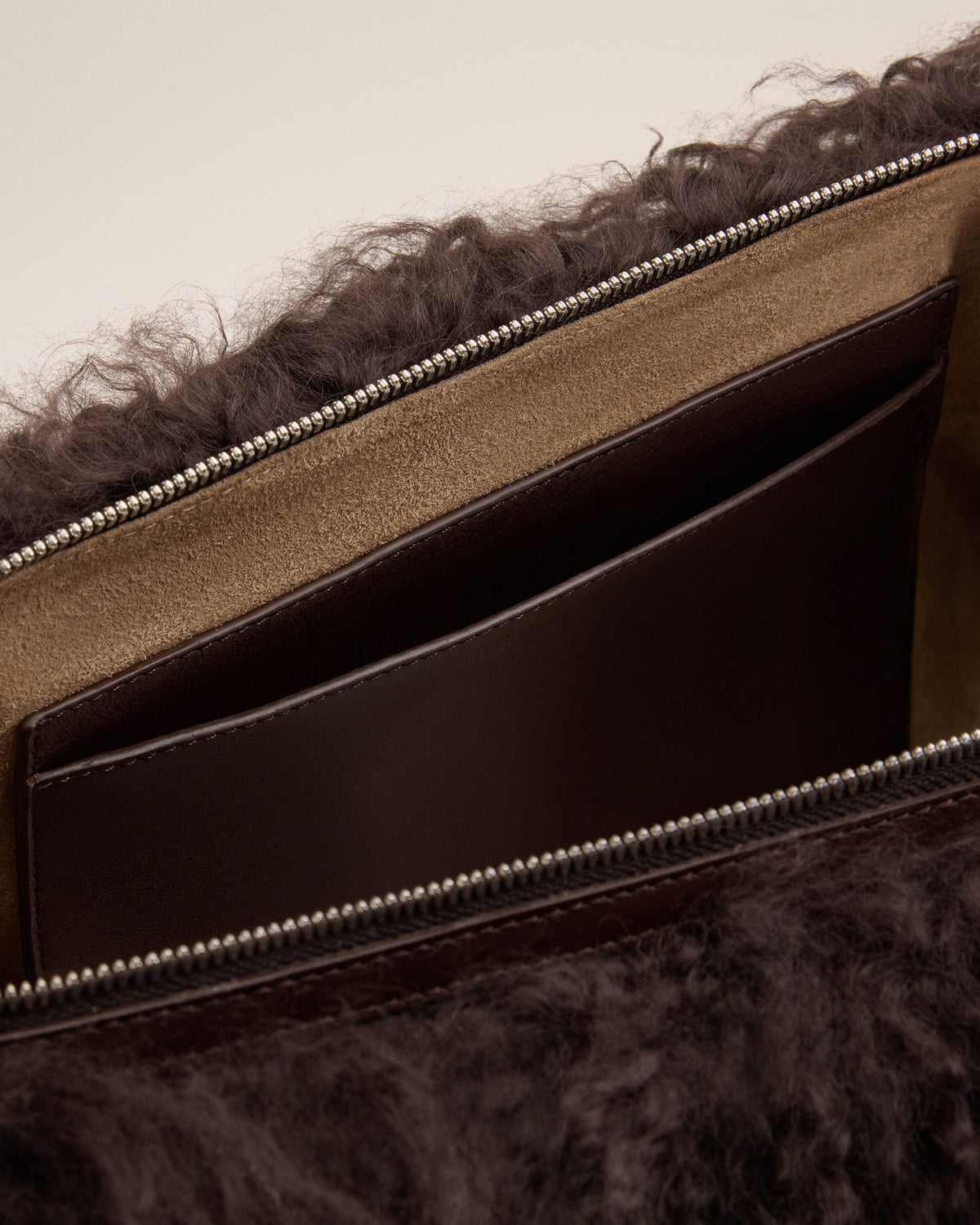 Small brown lamb shearling Etienne crossbody bag - 12