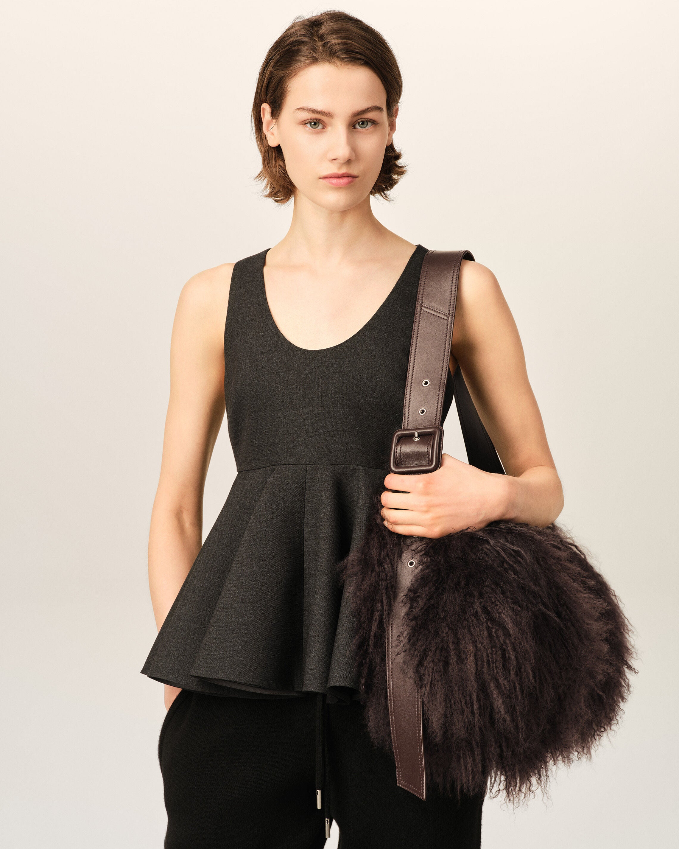 Small brown lamb leather Etienne crossbody bag - 8