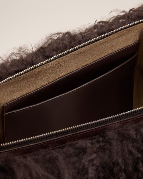 Small brown lamb leather Etienne crossbody bag - Man - 6 - AMI Paris - Ami Paris