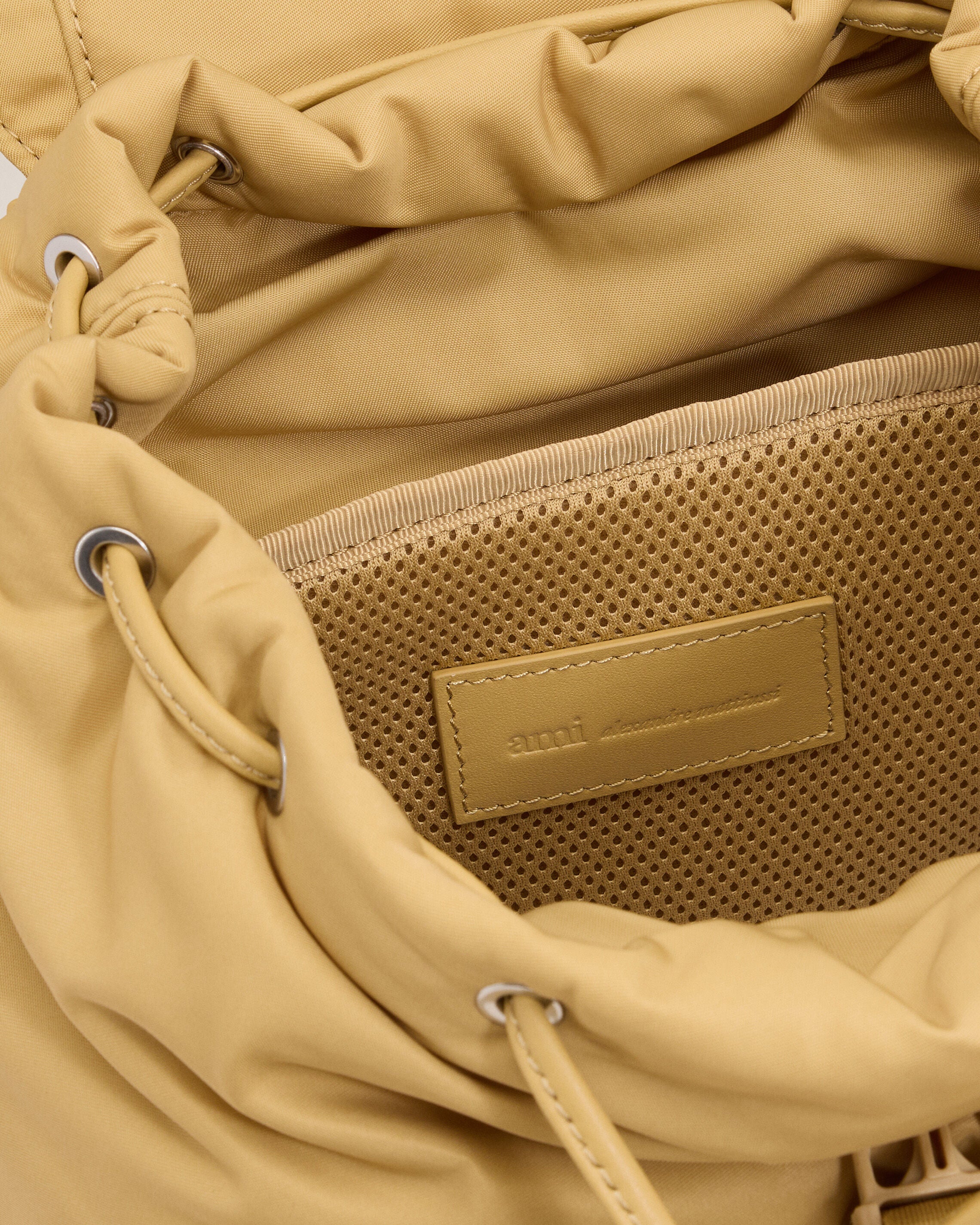 Small beige nylon Marcel flap backpack - 6