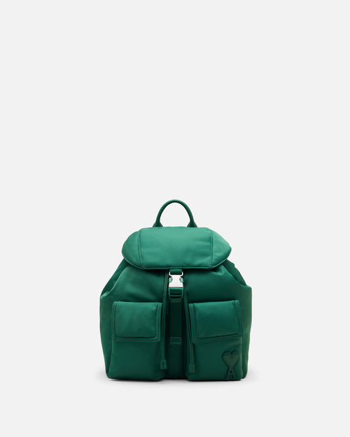 Small green nylon Marcel flap backpack - Woman - 7 - AMI Paris - Ami Paris
