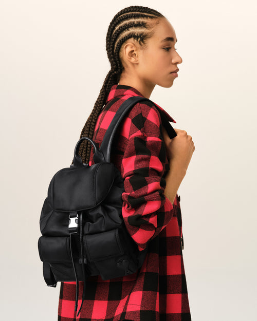 Small black nylon Marcel flap backpack - Woman - 8 - AMI Paris - Ami Paris