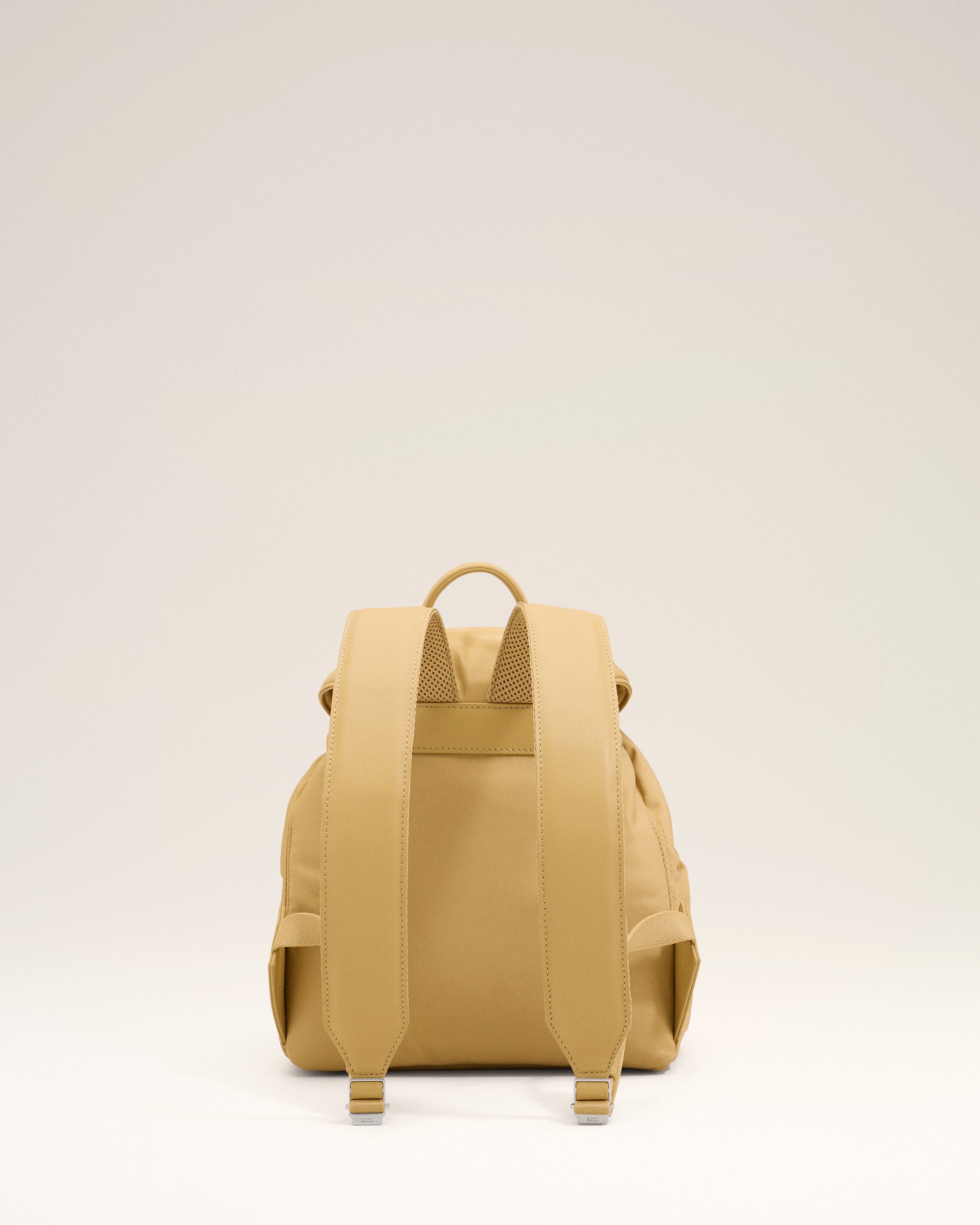 Small beige nylon Marcel flap backpack - 10