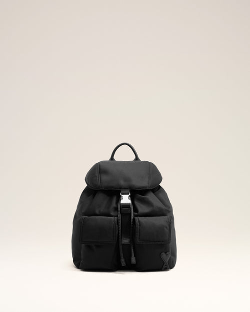 Small black nylon Marcel flap backpack - Man - 1 - AMI Paris - Ami Paris
