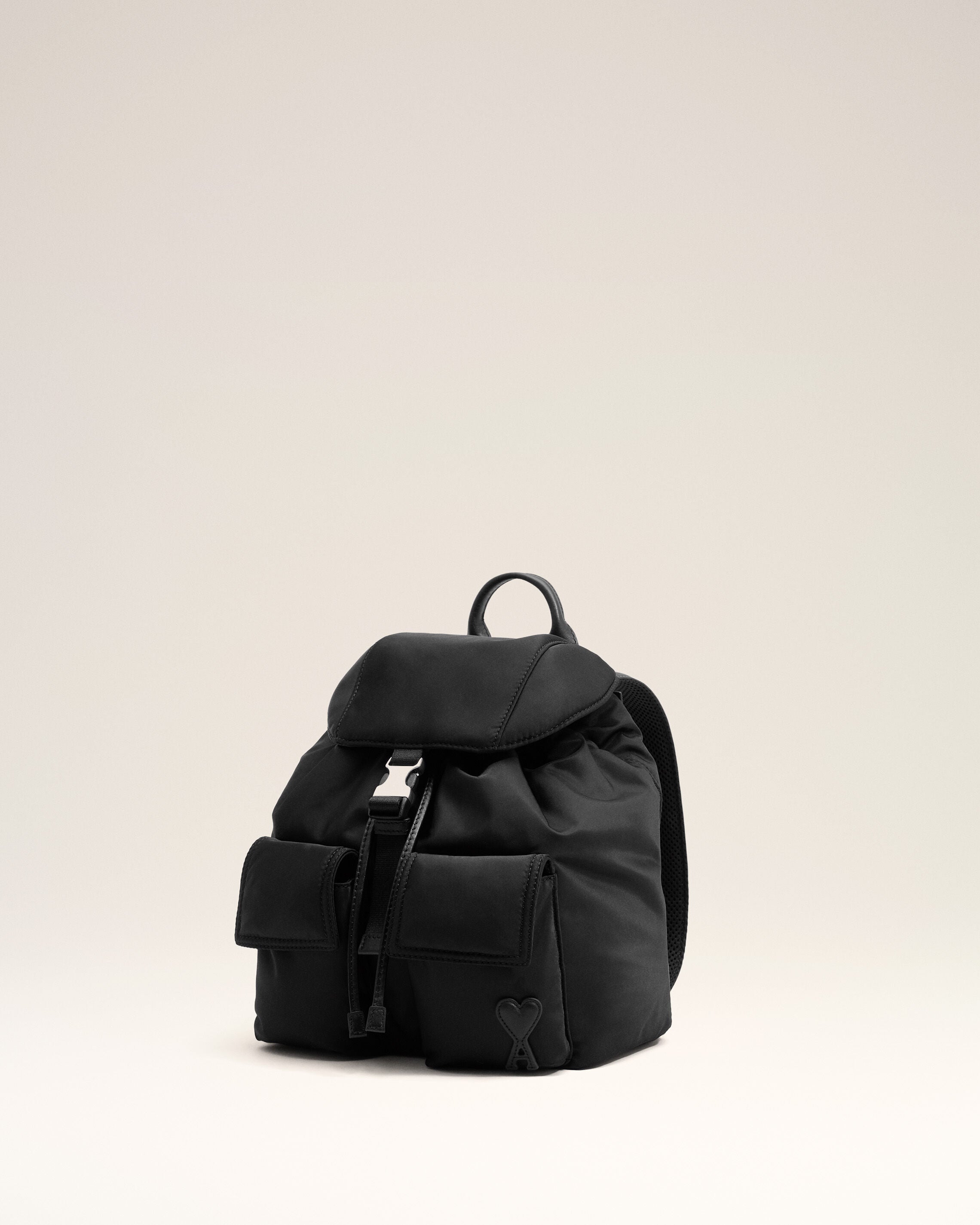 Small black nylon Marcel flap backpack - 3
