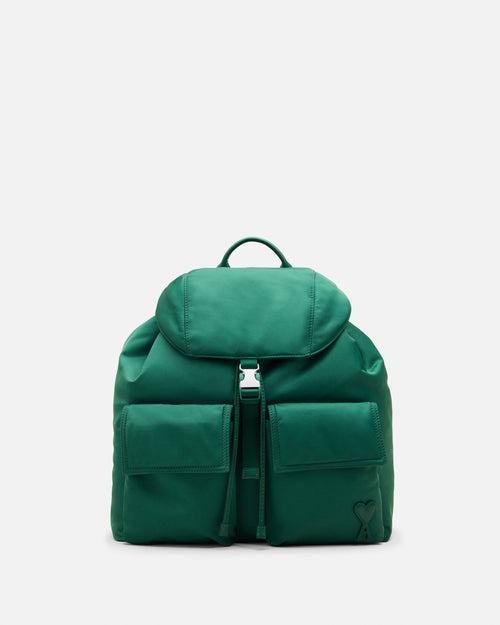 Green nylon Marcel flap backpack - Woman - 7 - AMI Paris - Ami Paris