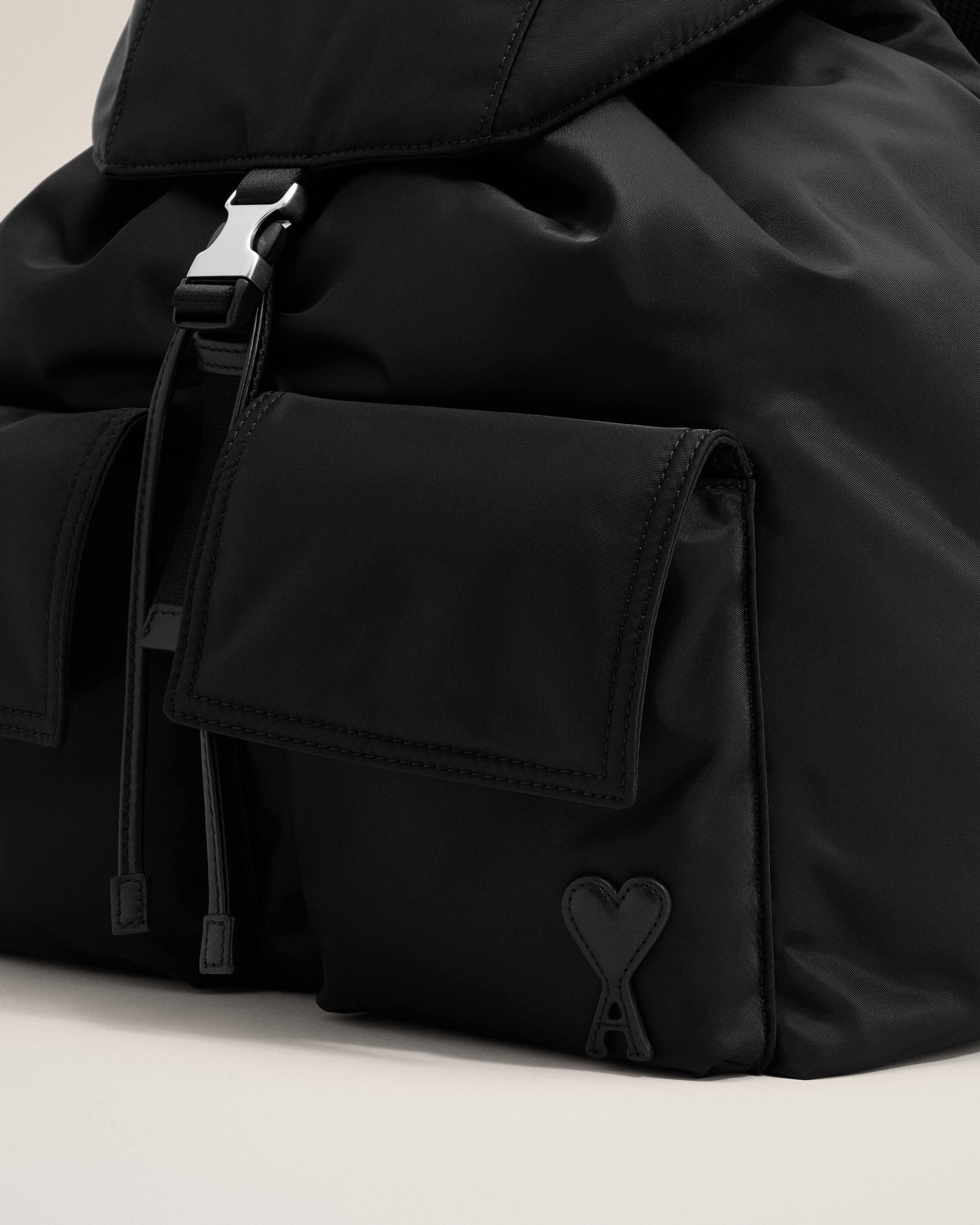 Black nylon Marcel flap backpack - 11