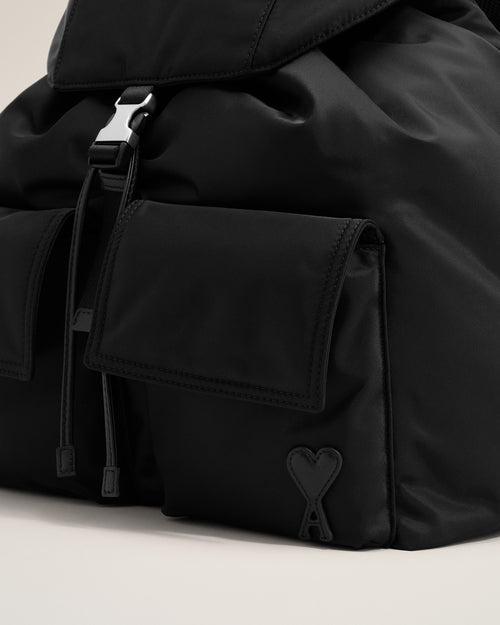 Black nylon Marcel flap backpack - Woman - 11 - AMI Paris - Ami Paris