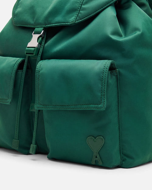 Green nylon Marcel flap backpack - Woman - 11 - AMI Paris - Ami Paris