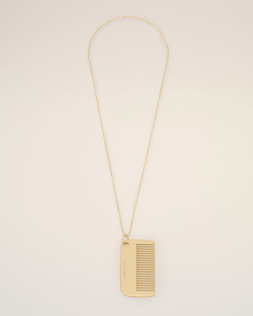 Collar con colgante de peine en latón dorado - Hombre - 1 - AMI Paris - Ami Paris