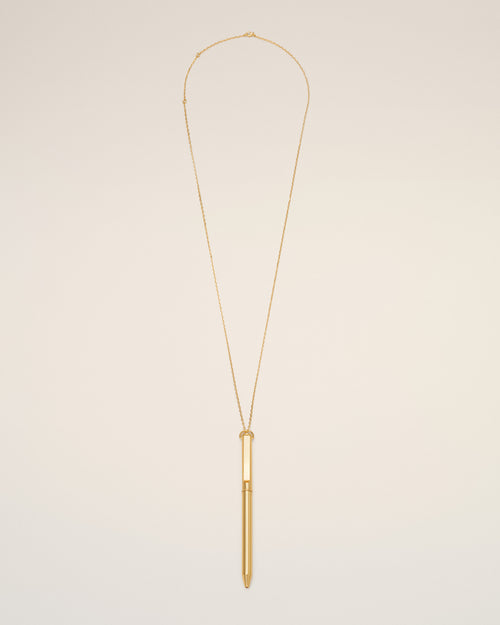 Collar con colgante de bolígrafo en latón dorado - Hombre - 1 - AMI Paris - Ami Paris