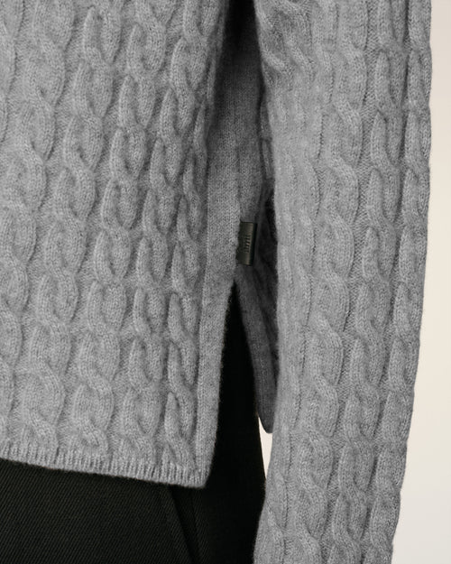 Grey Wool Cables Knit Polo - 11 - Ami Paris