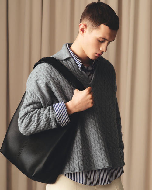 Grey Wool Cables Knit Polo - 7 - Ami Paris