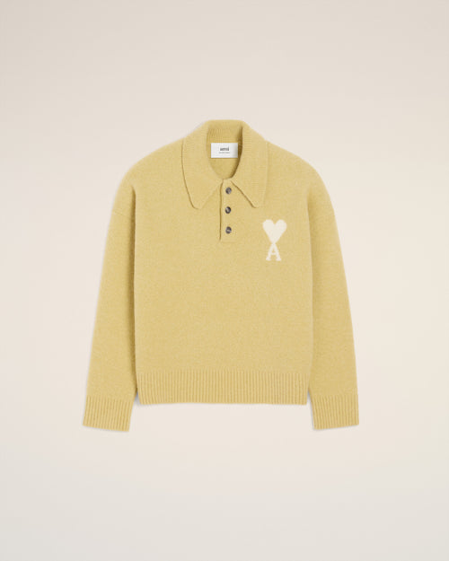                                 Yellow Alpaca Long  Sleeves Ami De Coeur Polo - 3                             - Ami Paris