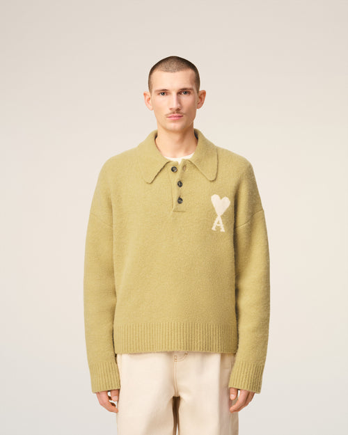 Polo de manga larga Ami de Cœur de alpaca amarilla - 3 - Ami Paris