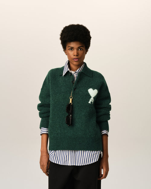 Polo vert en alpaga Ami de Coeur - Femme - 8 - AMI Paris - Ami Paris