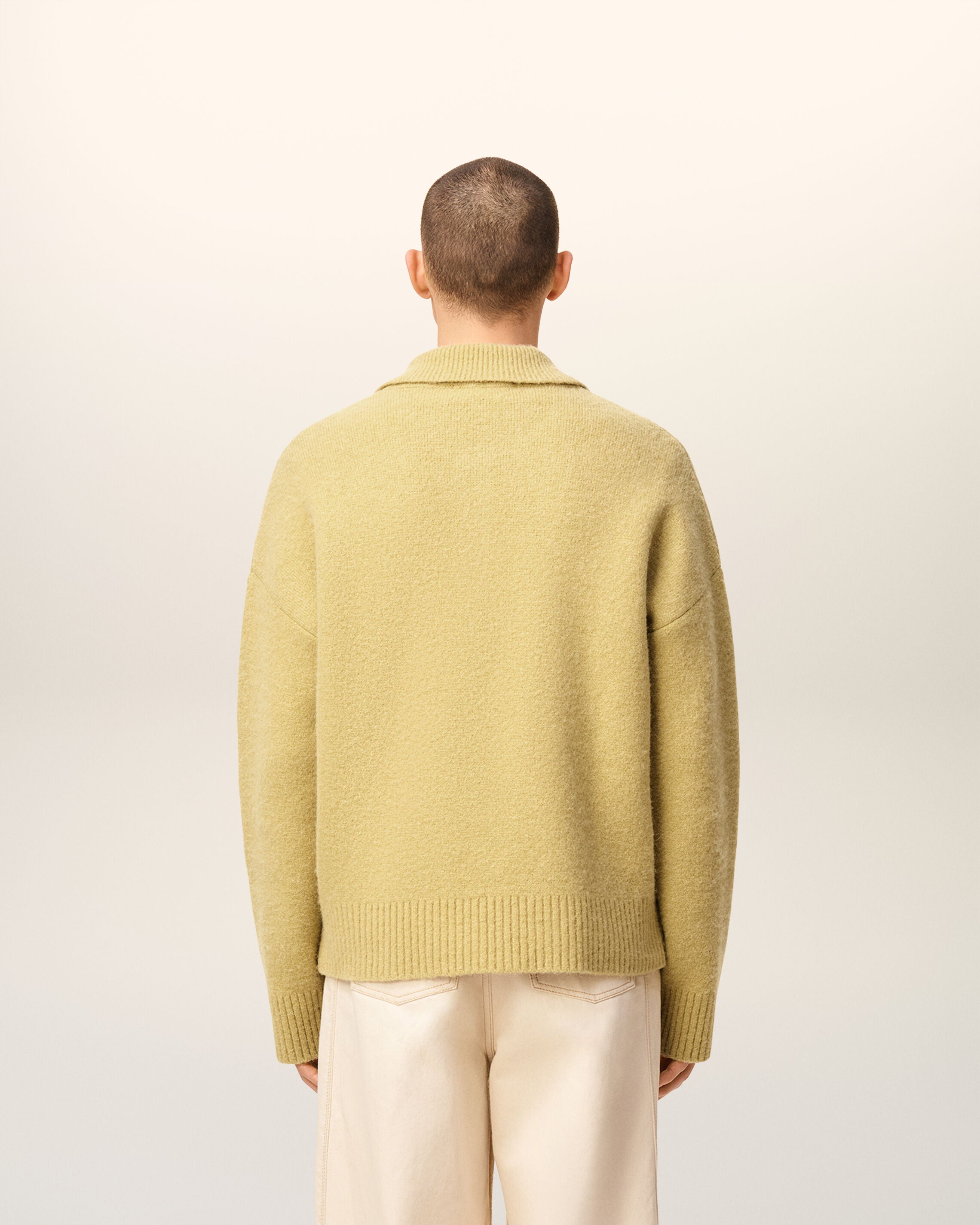 イエロー アルパカ ロングスリーブ Ami De Coeur ポロ ライムグリーン