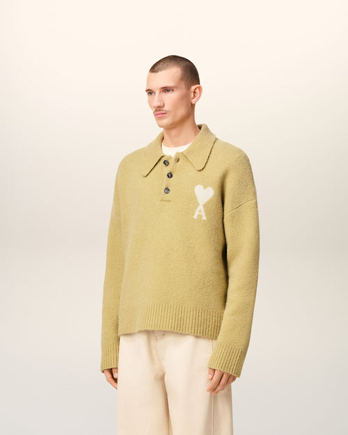 Polo de manga larga Ami de Cœur de alpaca amarilla - 6 - Ami Paris
