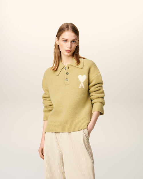                                     Yellow Alpaca Long  Sleeves Ami De Coeur Polo - 3                                 - Ami Paris