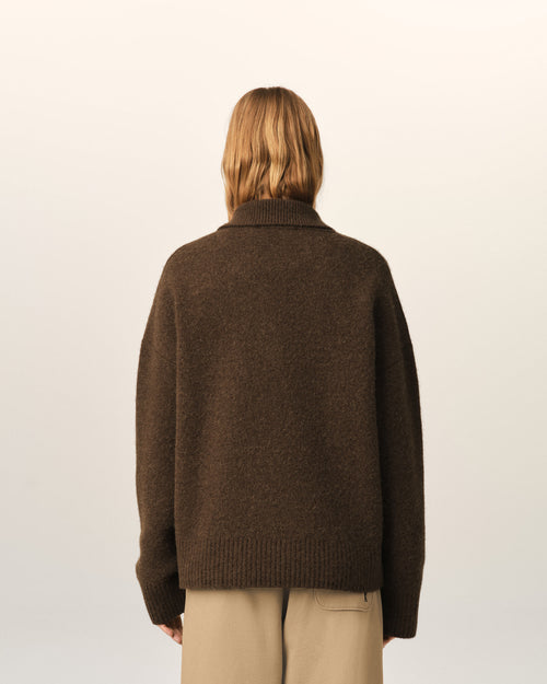 Brown alpaca polo with Ami de Coeur - Woman - 11 - AMI Paris - Ami Paris