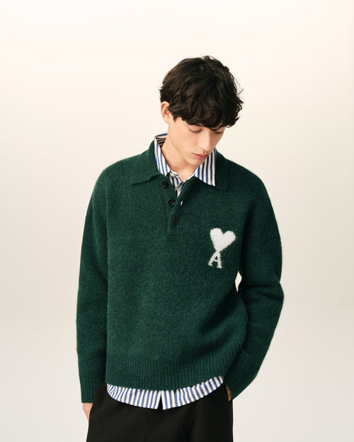 Polo vert en alpaga Ami de Coeur - Homme - 2 - AMI Paris - Ami Paris