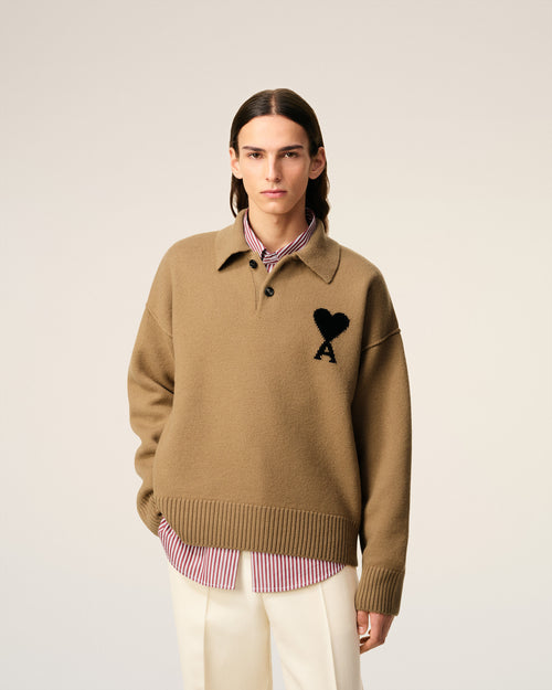 Brown Wool Ami De Coeur Polo - 3 - Ami Paris