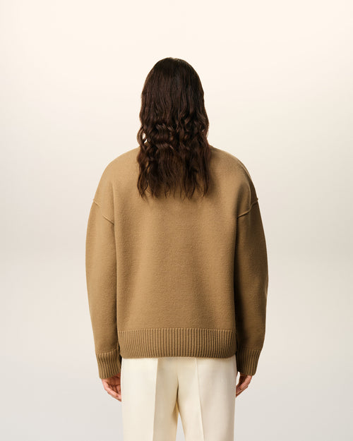 Brown Wool Ami De Coeur Polo - 5 - Ami Paris