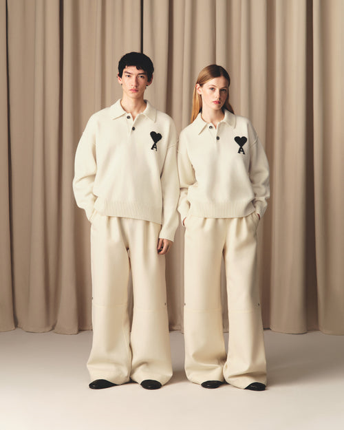 White wool polo with Ami de Coeur - unisex - 13 - AMI Paris - Ami Paris