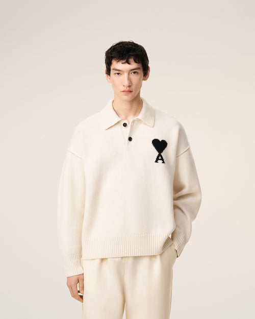 White Wool Ami De Coeur Polo - 3 - Ami Paris