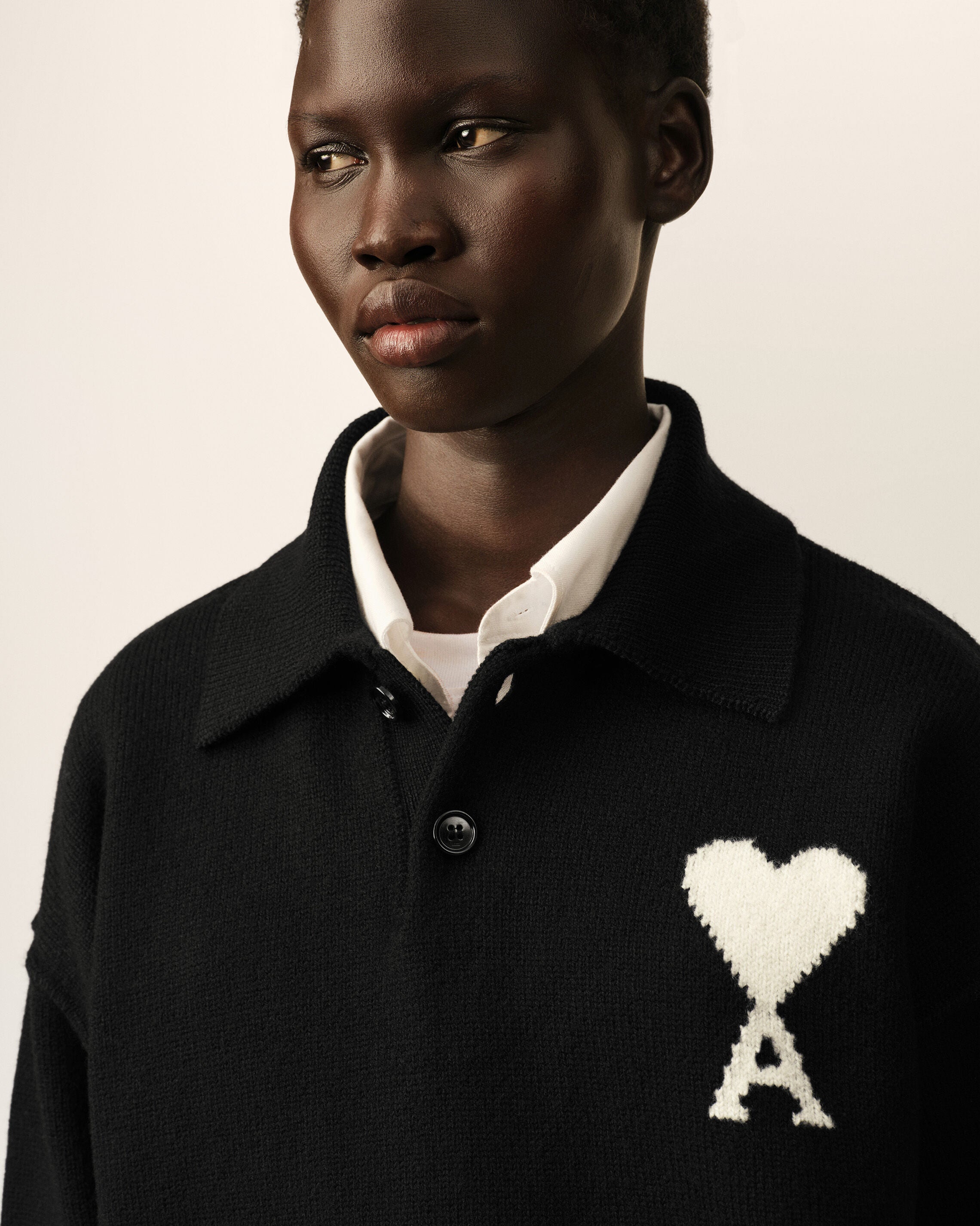 Black wool polo with Ami de Coeur - 10