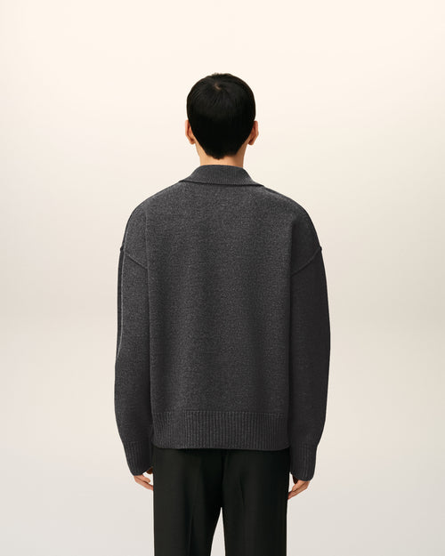 Grey Wool Ami De Coeur Polo - 5 - Ami Paris