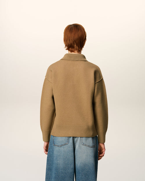 Brown Wool Ami De Coeur Polo - 11 - Ami Paris