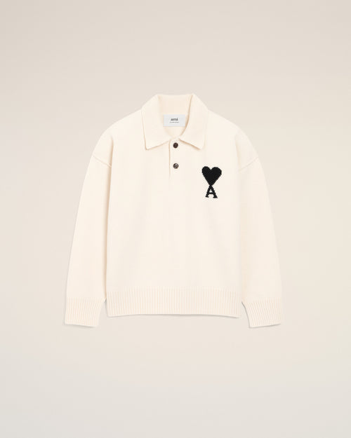 White Wool Ami De Coeur Polo - 2 - Ami Paris