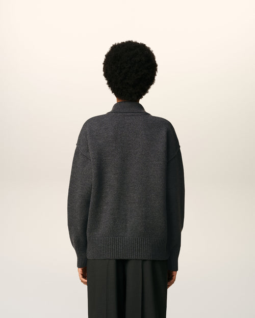 Grey Wool Ami De Coeur Polo - 11 - Ami Paris