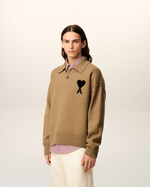 Brown Wool Ami De Coeur Polo - 6 - Ami Paris