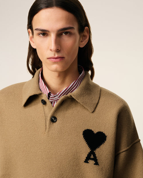 Brown Wool Ami De Coeur Polo - 4 - Ami Paris