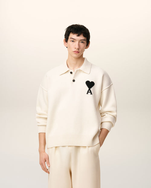 White Wool Ami De Coeur Polo - 2 - Ami Paris
