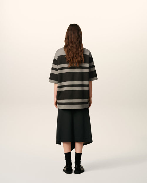 Grey Cotton Ami De Coeur Stiped Polo - 10 - Ami Paris