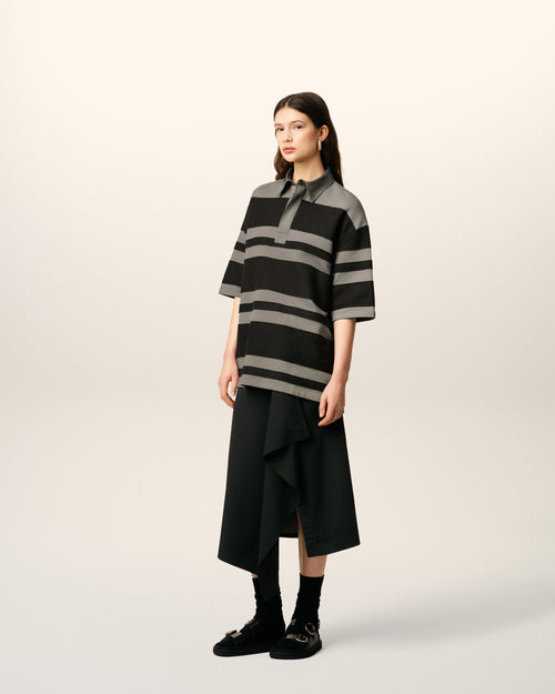 Grey Cotton Ami De Coeur Stiped Polo - 11 - Ami Paris