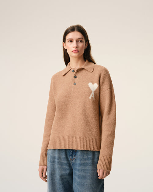 Brown Alpaca Ami De Coeur Polo - 9 - Ami Paris