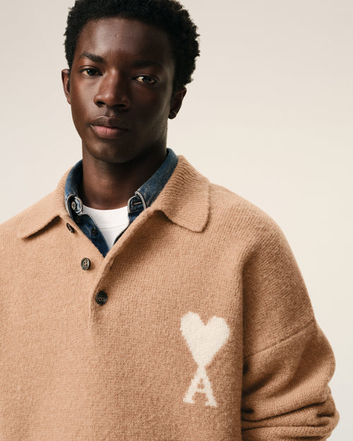 Brown Alpaca Ami De Coeur Polo - 4 - Ami Paris