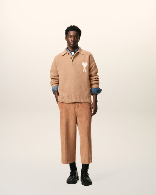 Brown Alpaca Ami De Coeur Polo - 1 - Ami Paris