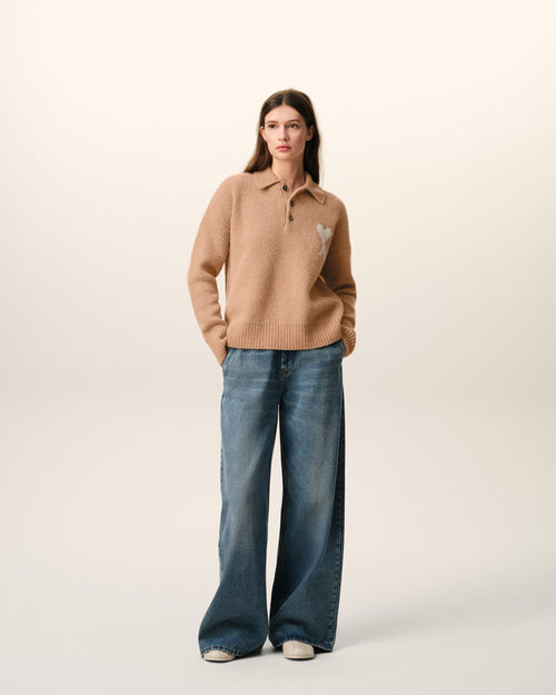                             Brown Alpaca Ami De Coeur Polo - 3                         - Ami Paris