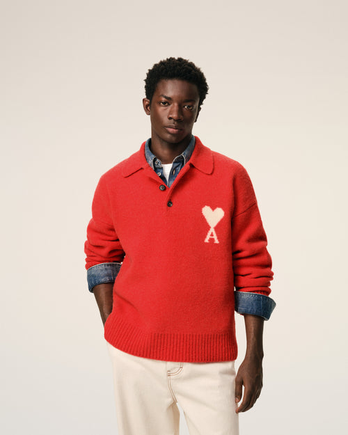 Brown Red Ami De Coeur Polo - 3 - Ami Paris