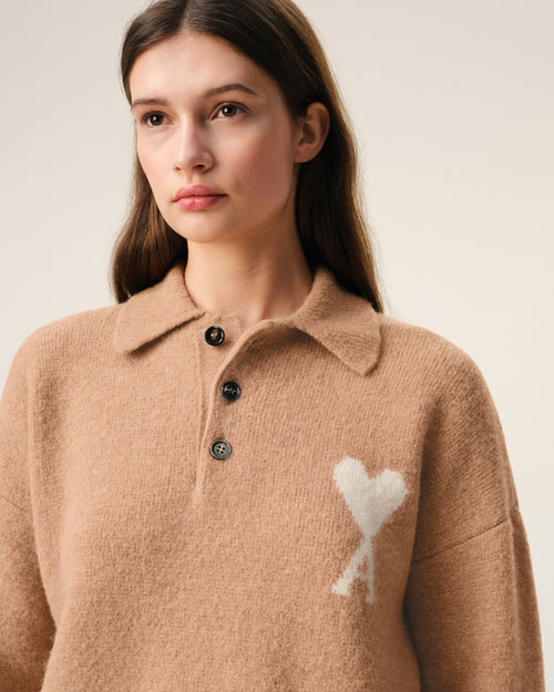 Brown Alpaca Ami De Coeur Polo - 10 - Ami Paris