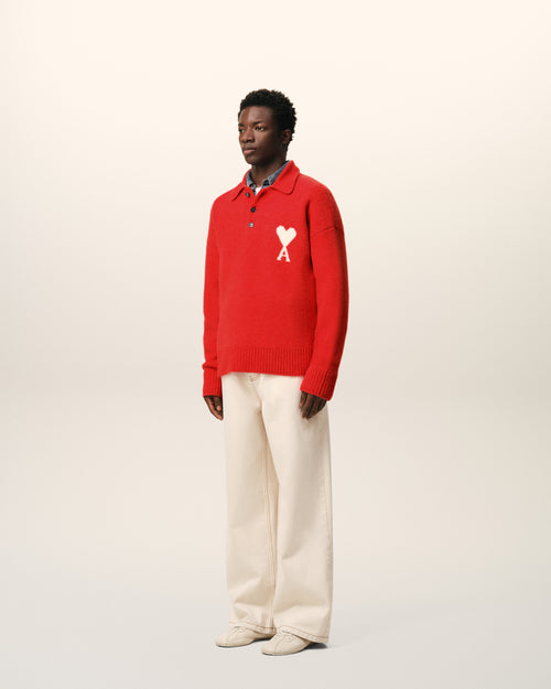 Brown Red Ami De Coeur Polo - 6 - Ami Paris