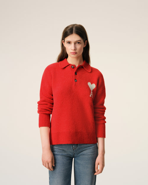 Brown Red Ami De Coeur Polo - 9 - Ami Paris